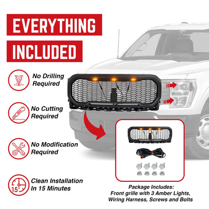 AMERICAN MODIFIED Raptor Style Front Grille w/Lights for 2021-2023 Ford F150 - Find Fresh Goods