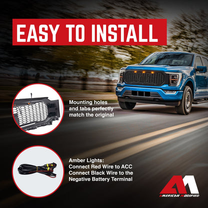 AMERICAN MODIFIED Raptor Style Front Grille w/Lights for 2021-2023 Ford F150 - Find Fresh Goods
