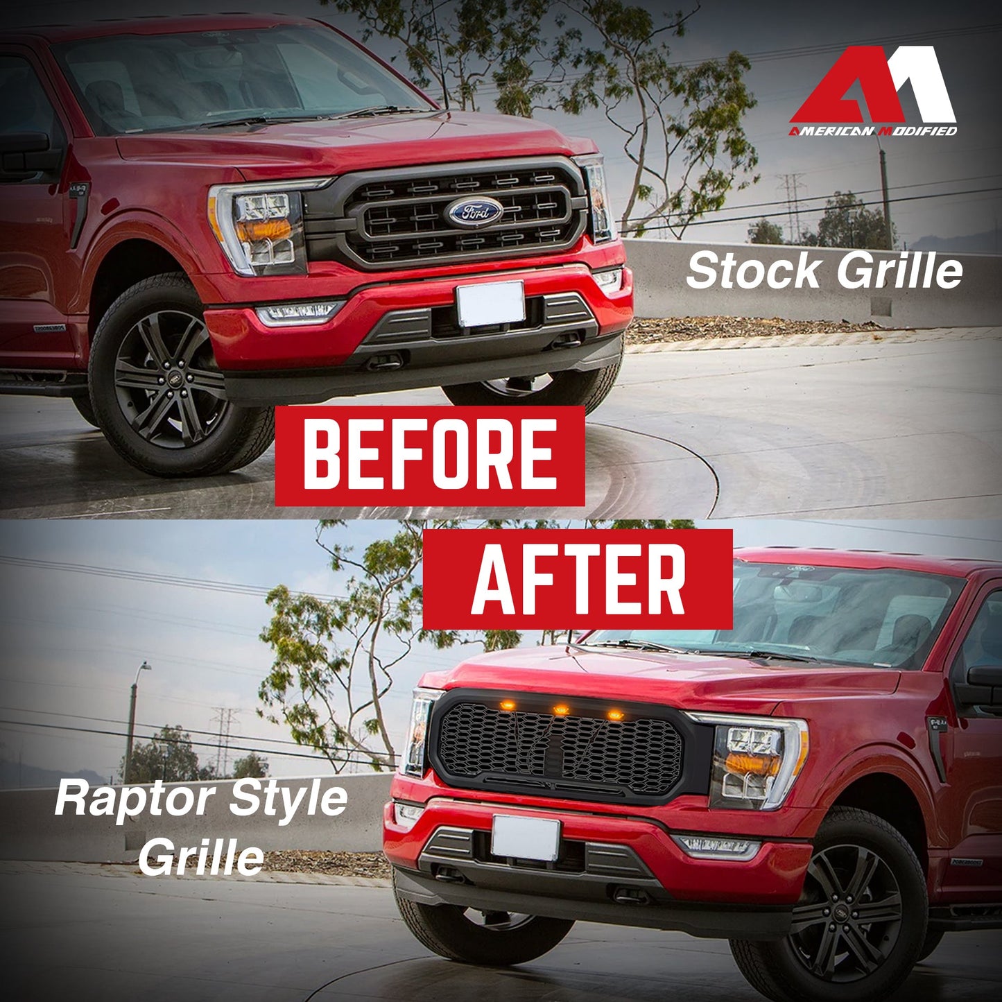 AMERICAN MODIFIED Raptor Style Front Grille w/Lights for 2021-2023 Ford F150 - Find Fresh Goods