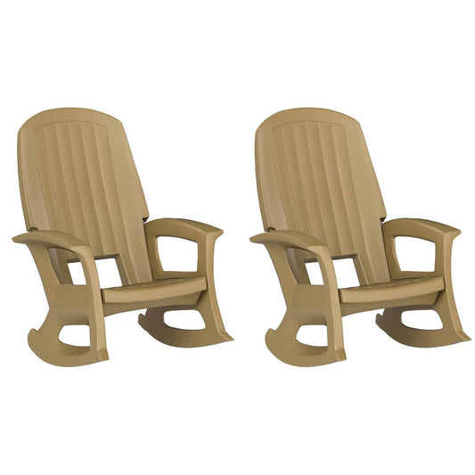 Semco Plastics Rockaway Heavy Duty All Weather Outdoor Rocking Chair (2 Pack)