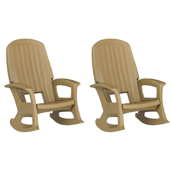 Semco Plastics Rockaway Heavy Duty All Weather Outdoor Rocking Chair (2 Pack)
