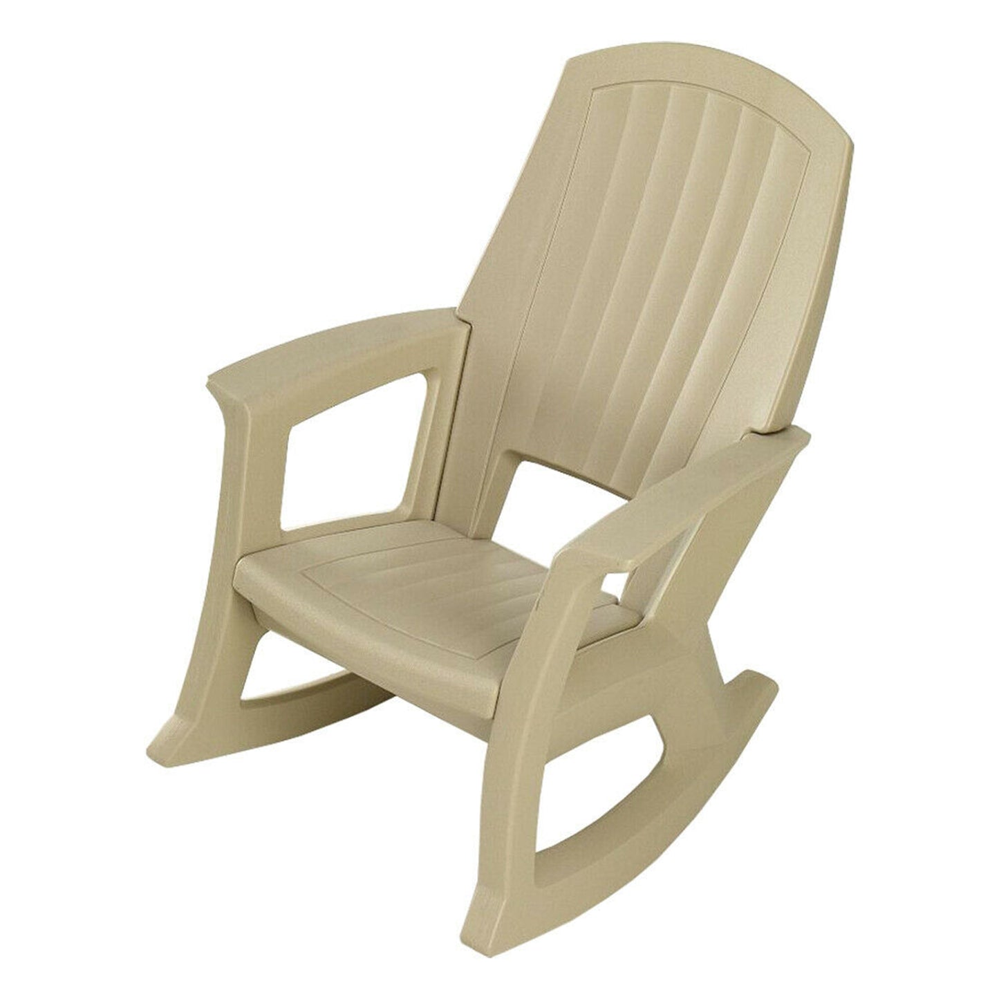Semco Plastics Rockaway Heavy Duty Plastic Outdoor Rocking Chair, Tan (4 Pack)
