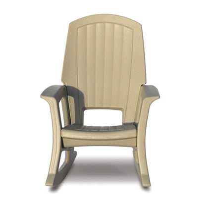 Semco Plastics Rockaway Heavy Duty Plastic Outdoor Rocking Chair, Tan (4 Pack)