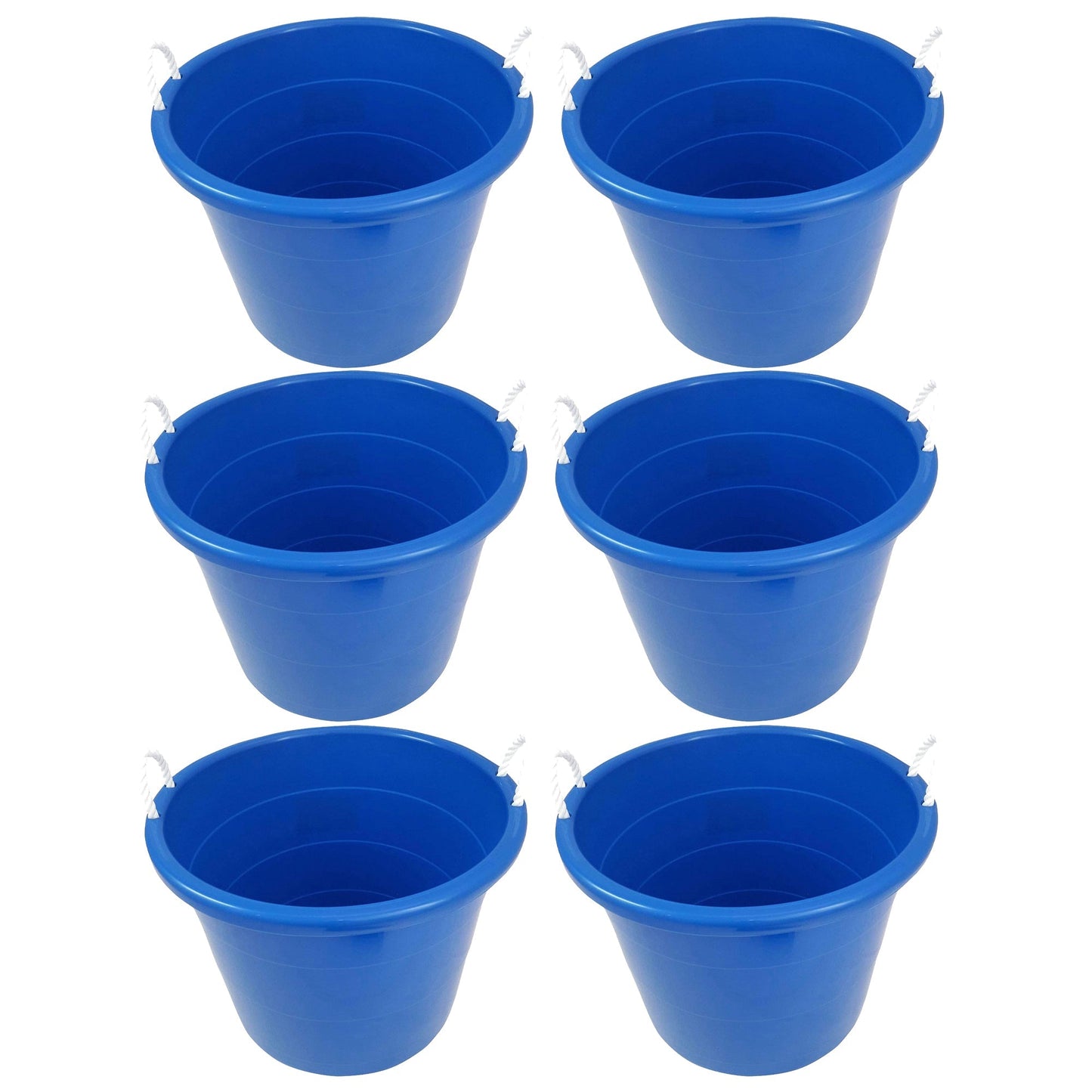 Homz 18 Gal Plastic Open Storage Round Utility Tub with Handles, Blue (3 Pack)