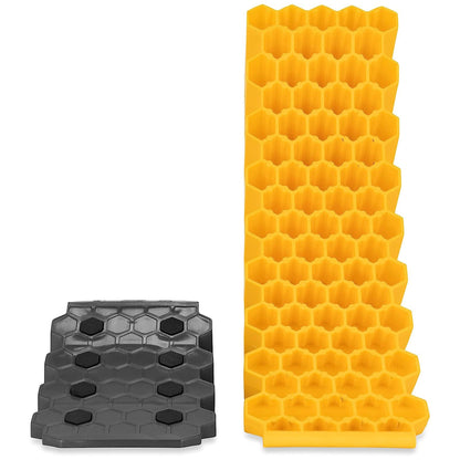 Camco Curved Trailer Aid with Chock & Pad, 6.5" Lift for Tandem Trailer, Yellow - Find Fresh Goods