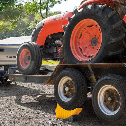 Camco Curved Trailer Aid with Chock & Pad, 6.5" Lift for Tandem Trailer, Yellow - Find Fresh Goods