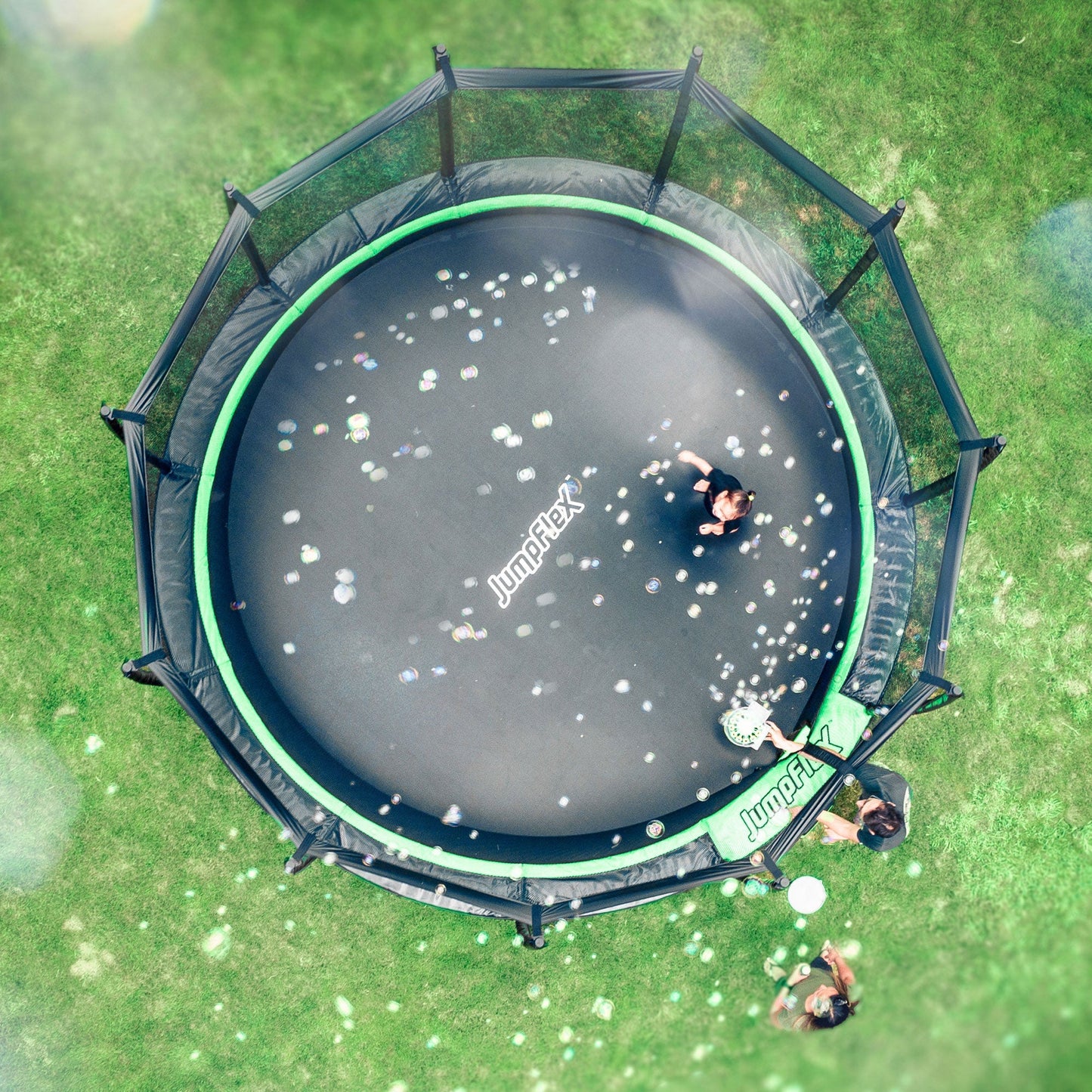 JumpFlex HERO 14' Trampoline for Kids Outdoor Play Equipment with Net & Ladder