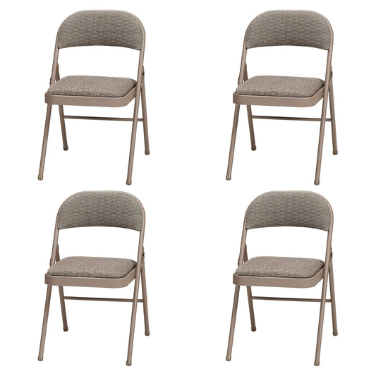 MECO Sudden Comfort Deluxe Courtyard Fabric Padded Folding Chair, (Set of 4)