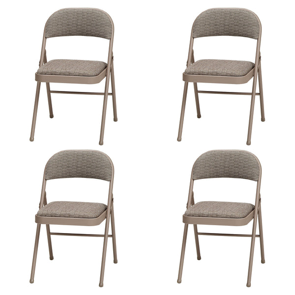 MECO Sudden Comfort Deluxe Courtyard Fabric Padded Folding Chair, (Set of 4)