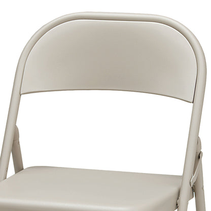 MECO Sudden Comfort All Steel Indoor Outdoor Folding Chair, Buff Lace (Set of 4)