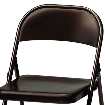 MECO Sudden Comfort All Steel Indoor Outdoor Folding Chair, Cinnabar (Set of 4)