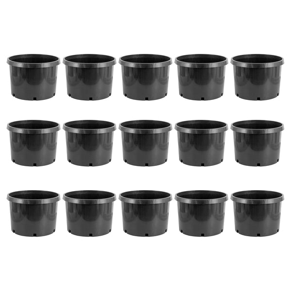 Pro Cal 10 Gallon Premium Nursery Planter Garden Grow Pots, Black (Set of 15)