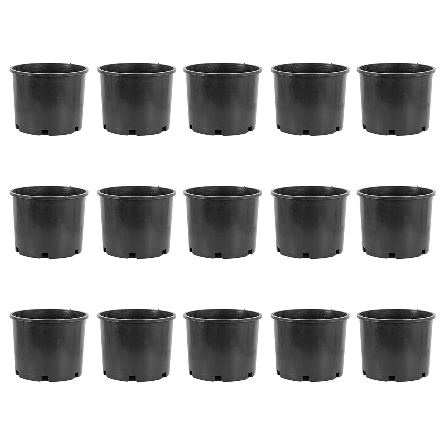 Pro Cal 7 Gallon Round Wide Rim Durable Plastic Plant Nursery Pot, (15 Pack)