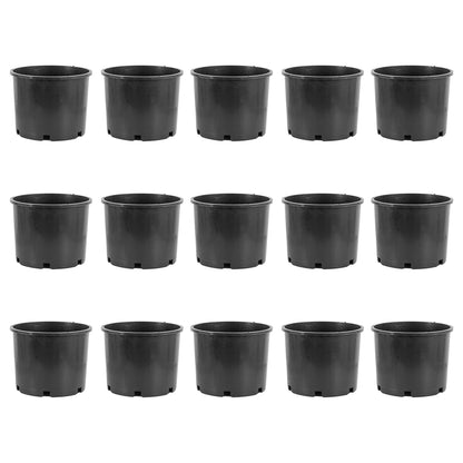 Pro Cal 7 Gallon Round Wide Rim Durable Plastic Plant Nursery Pot, (15 Pack)