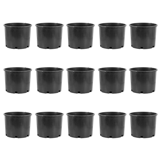 Pro Cal 7 Gallon Round Wide Rim Durable Plastic Plant Nursery Pot, (15 Pack)