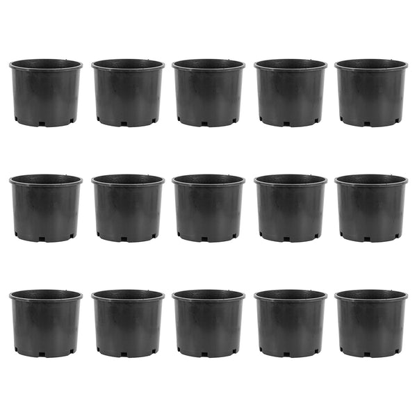 Pro Cal 7 Gallon Round Wide Rim Durable Plastic Plant Nursery Pot, (15 Pack)