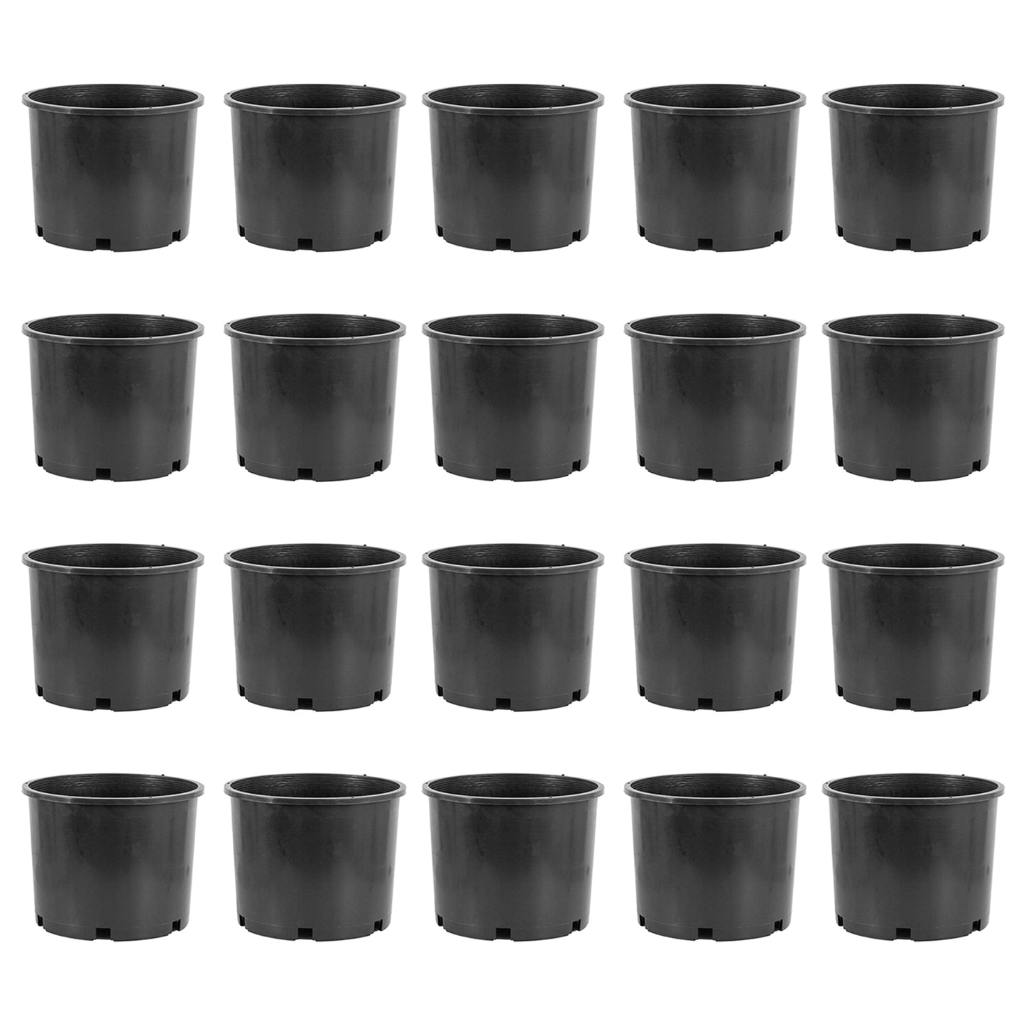 Pro Cal 7 Gallon Round Wide Rim Durable Plastic Plant Nursery Pot, (20 Pack)