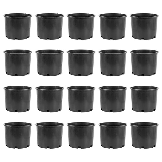 Pro Cal 7 Gallon Round Wide Rim Durable Plastic Plant Nursery Pot, (20 Pack)