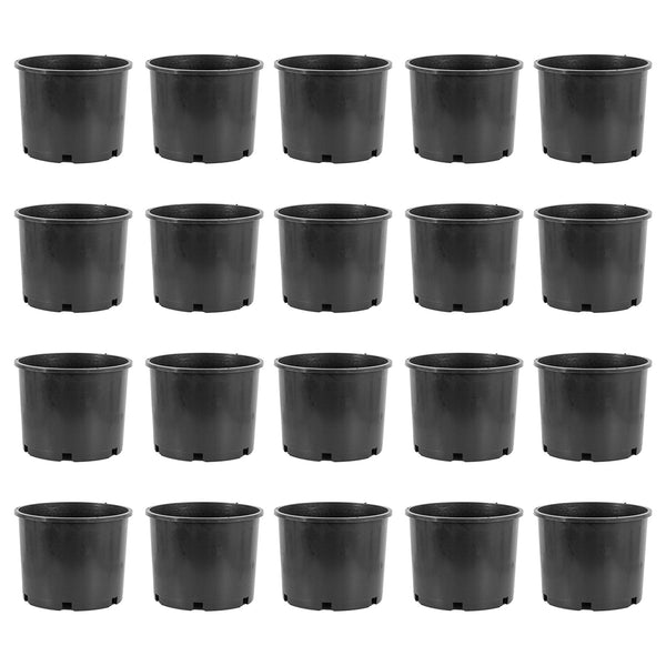 Pro Cal 7 Gallon Round Wide Rim Durable Plastic Plant Nursery Pot, (20 Pack)