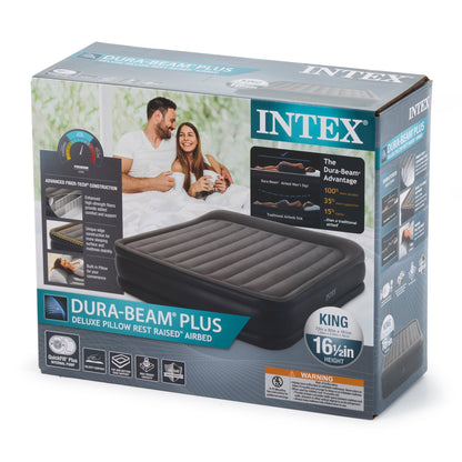 Intex Dura Beam Plus Deluxe Airbed, Air Mattress w/Built In Pump, King (2 Pack)