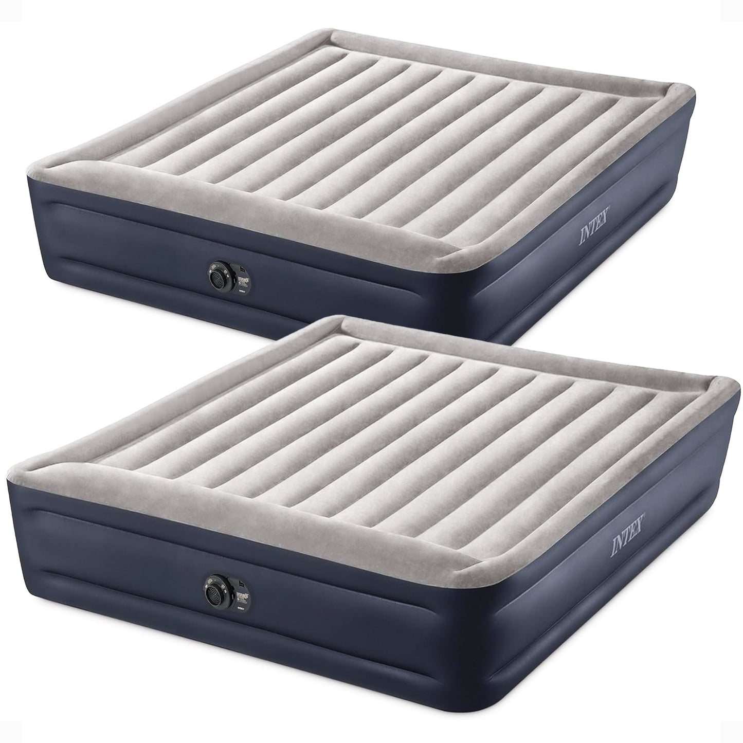 Intex Dura Beam Plus Deluxe Airbed, Air Mattress w/Built In Pump, King (2 Pack)