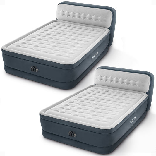Intex Dura Beam Ultra Plush Headboard Airbed w/Built In Pump, Queen (2 Pack)