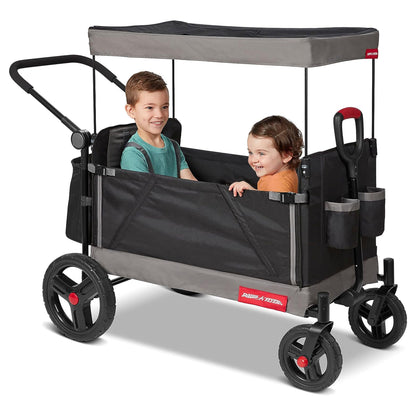 Radio Flyer Collapsible Trav’ler Stroll ‘N Wagon with Protective Cover, Black