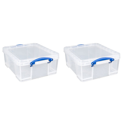 Really Useful Box 17L Storage Container with Lid and Clip Lock Handles, (2 Pack)