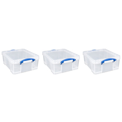 Really Useful Box 17L Storage Container with Lid and Clip Lock Handles, (3 Pack)