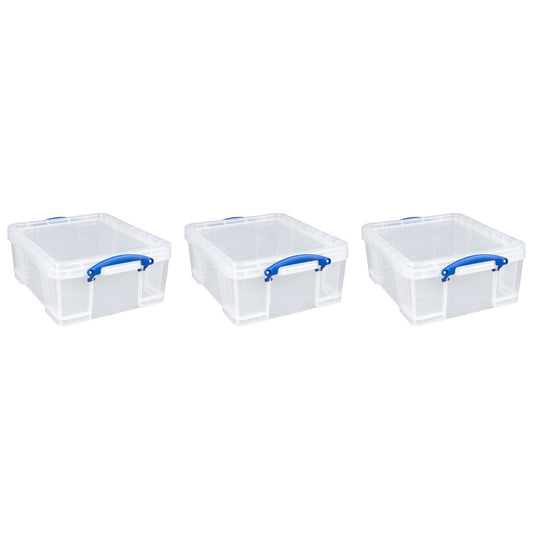 Really Useful Box 17L Storage Container with Lid and Clip Lock Handles, (3 Pack)
