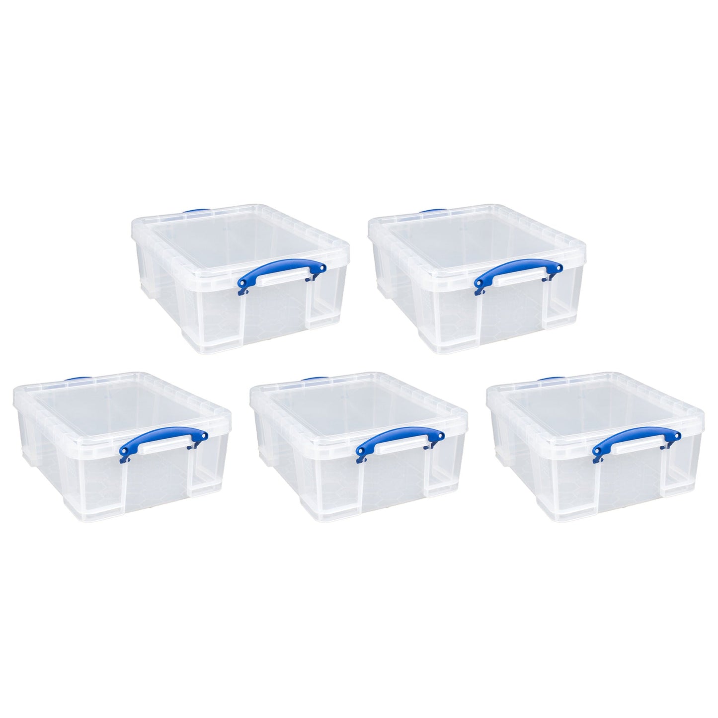 Really Useful Box 17L Storage Container with Lid and Clip Lock Handles, (5 Pack)