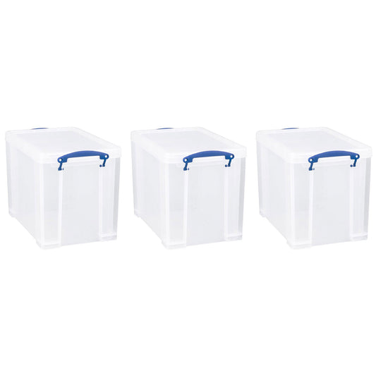 Really Useful Box 19L Storage Container with Lid and Clip Lock Handles, (3 Pack)
