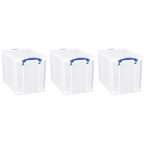 Really Useful Box 19L Storage Container with Lid and Clip Lock Handles, (3 Pack)