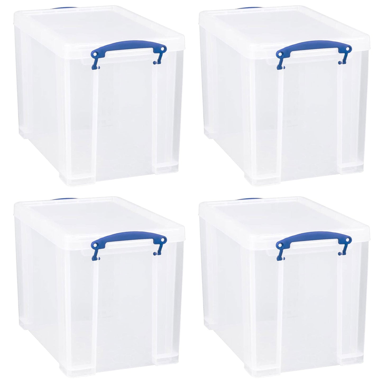 Really Useful Box 19L Storage Container with Lid and Clip Lock Handles, (4 Pack)