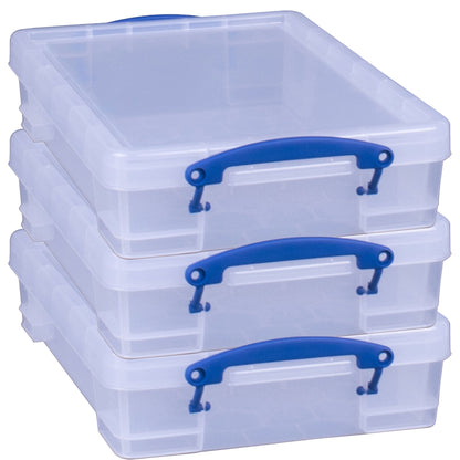 Really Useful Box 4L Storage Container with Lid and Clip Lock Handles, (3 Pack)