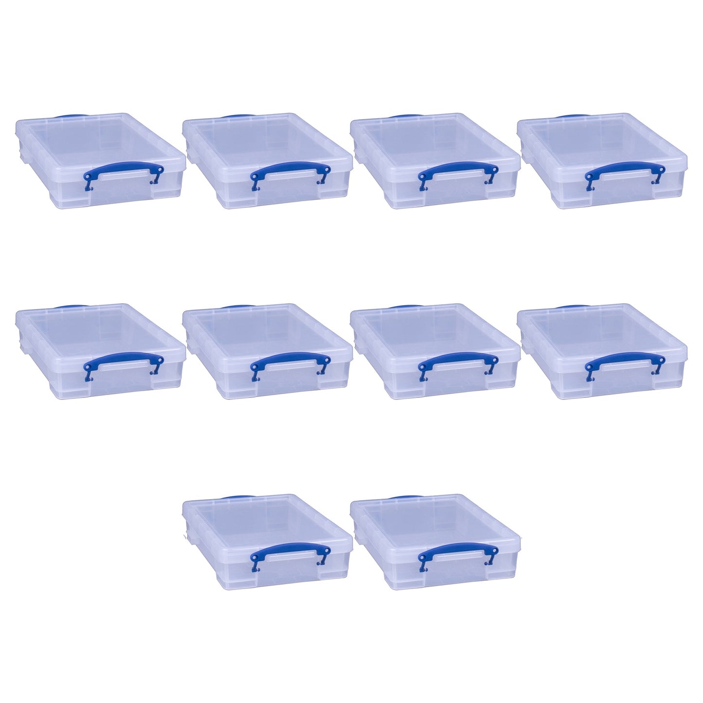 Really Useful Box 4L Storage Container with Lid and Clip Lock Handles, (10 Pack)