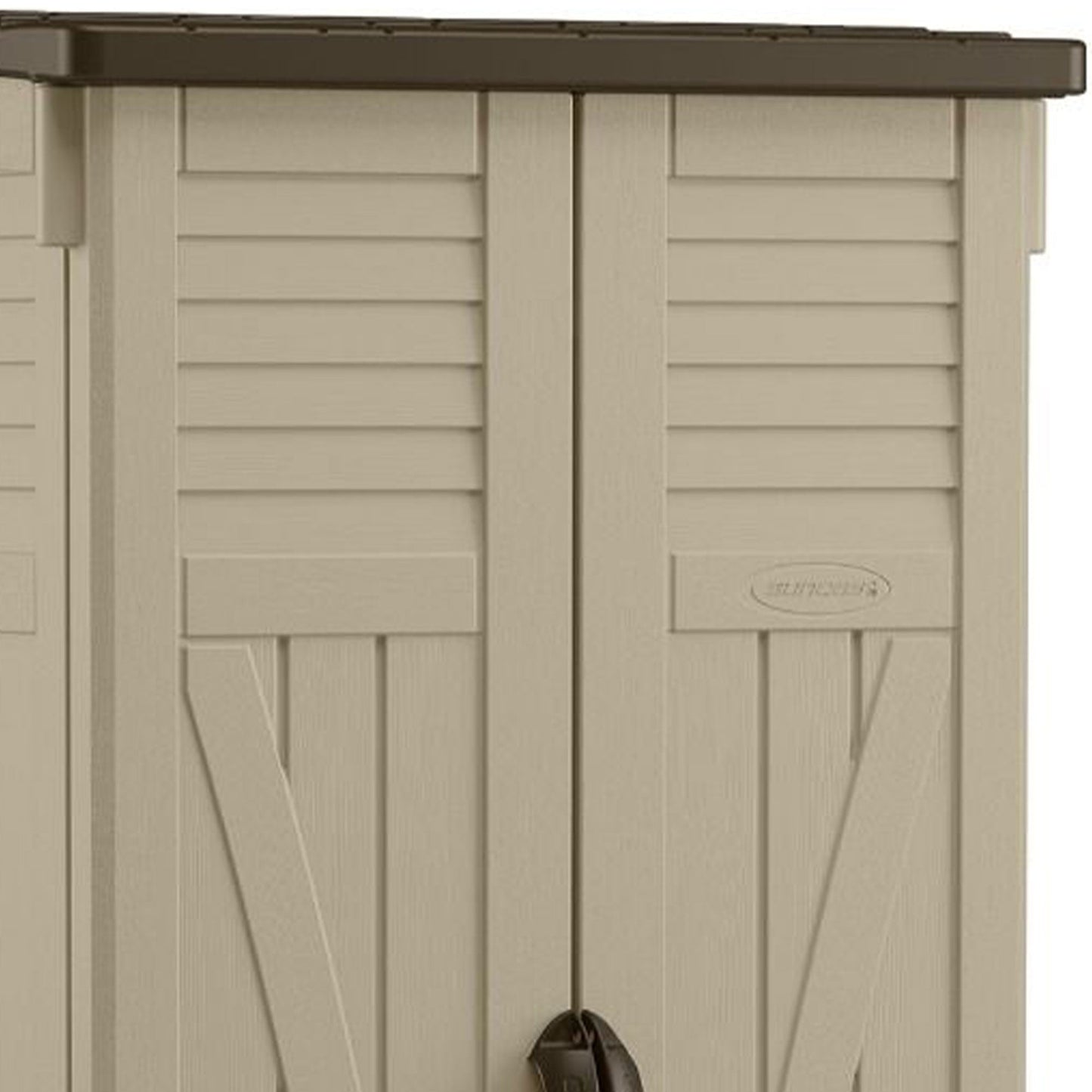 Suncast 22 Cubic Feet All-Weather Vertical Tall Outdoor Storage Shed, Brown