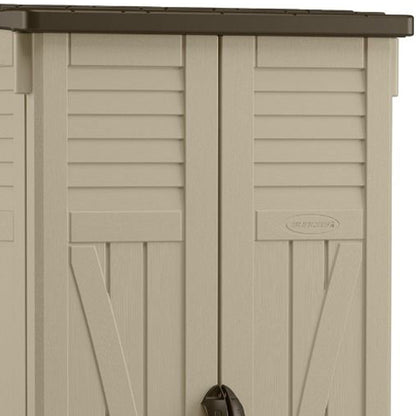 Suncast 22 Cubic Feet All-Weather Vertical Tall Outdoor Storage Shed, Brown