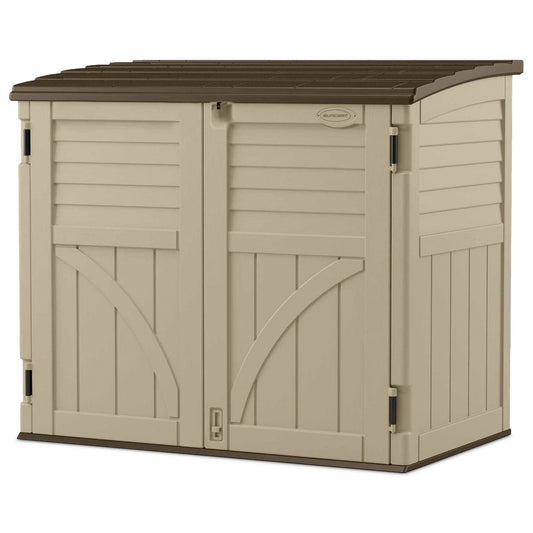 Suncast 34 Cubic Feet Horizontal Compact Storage Shed for Outdoor Spaces, Sand