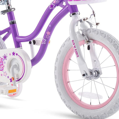 RoyalBaby Stargirl 16" Kids Bicycle with Kickstand and Training Wheels, Purple