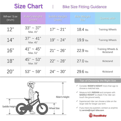 RoyalBaby Cubetube Honey 12 Inch Kids Bike w/Training Wheels & 2 Brakes, Purple