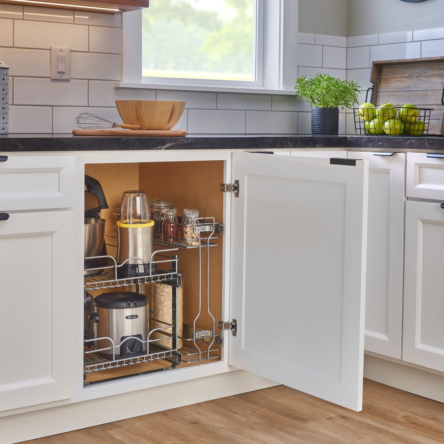 Rev-A-Shelf 18" Pullout Side Mount Two-Tier Kitchen Cabinet Organizer, 548-06CR-1