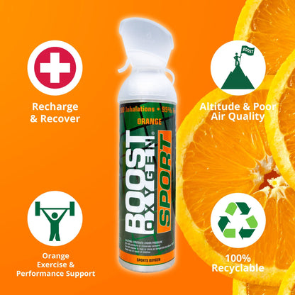 Boost Oxygen Large SPORT Orange Aroma 10 Liter Canister for Support, (4 Pack) - Find Fresh Goods