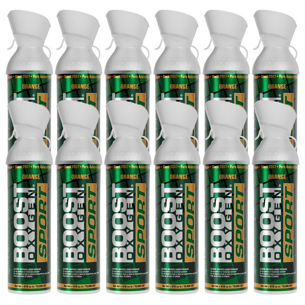 Boost Oxygen Large SPORT Orange Aroma 10 Liter Canister for Support, (12 Pack)