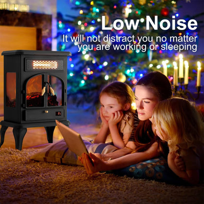 selectric Freestanding Portable Electric Fireplace Heater w/ Remote, Dark Black