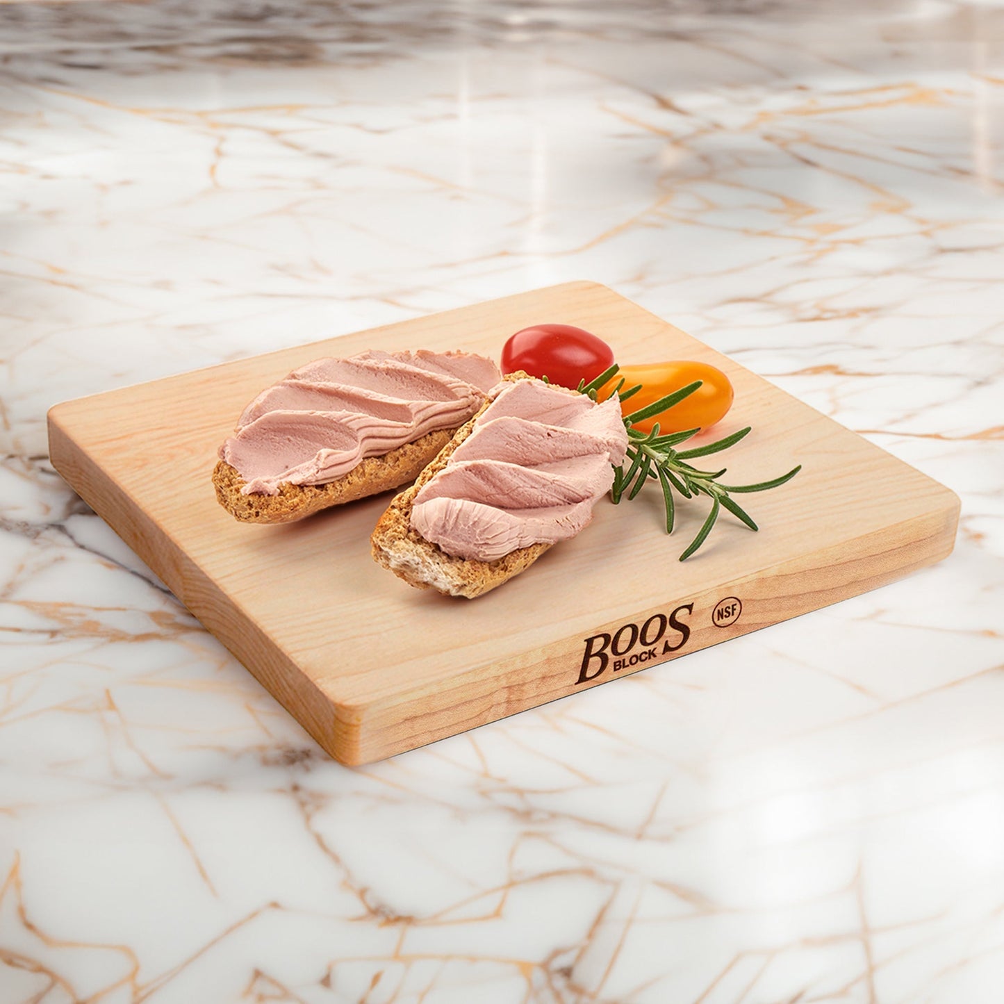 John Boos Chop N Slice Small Maple Wood Edge Grain Cutting Board, 10" x 10" x 1"