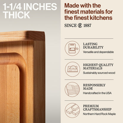 John Boos Countertop Reversible Wood Cutting Board with Juice Groove, Maple