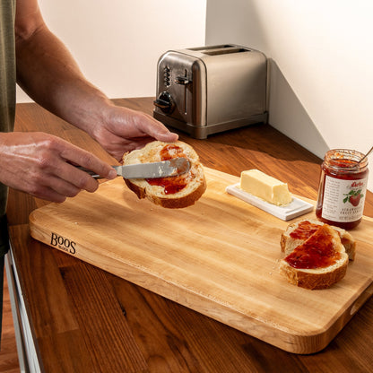 John Boos Chop N Slice Large Maple Wood Edge Grain Cutting Board, 20"x14"x1.25"