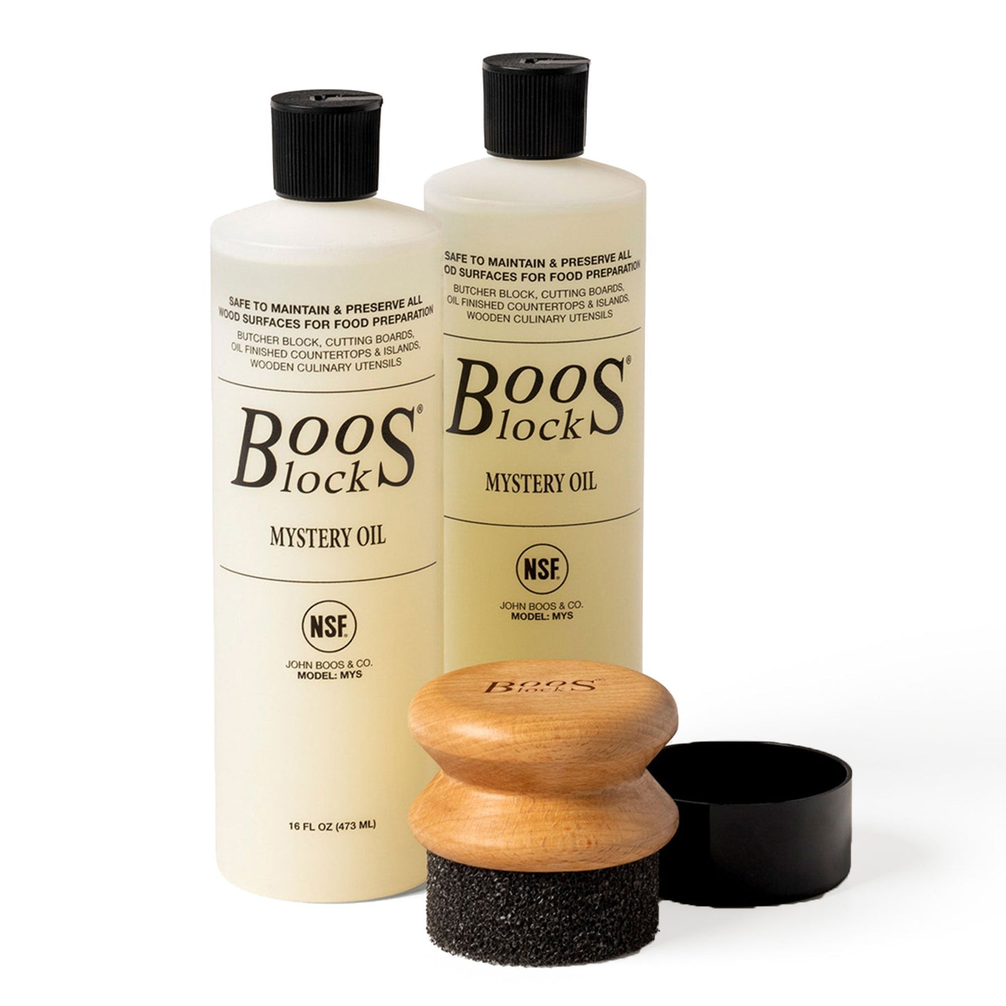 John Boos Block 32 fl oz Mystery Oil & Applicator Wooden Cutting Board Care Set
