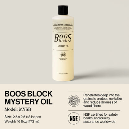 John Boos Mystery Oil, 16 Oz All Natural Moisture Care for Wood Cutting Boards